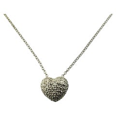 Collier pendentif cœur en or blanc 14 carats et diamants n° 16505
