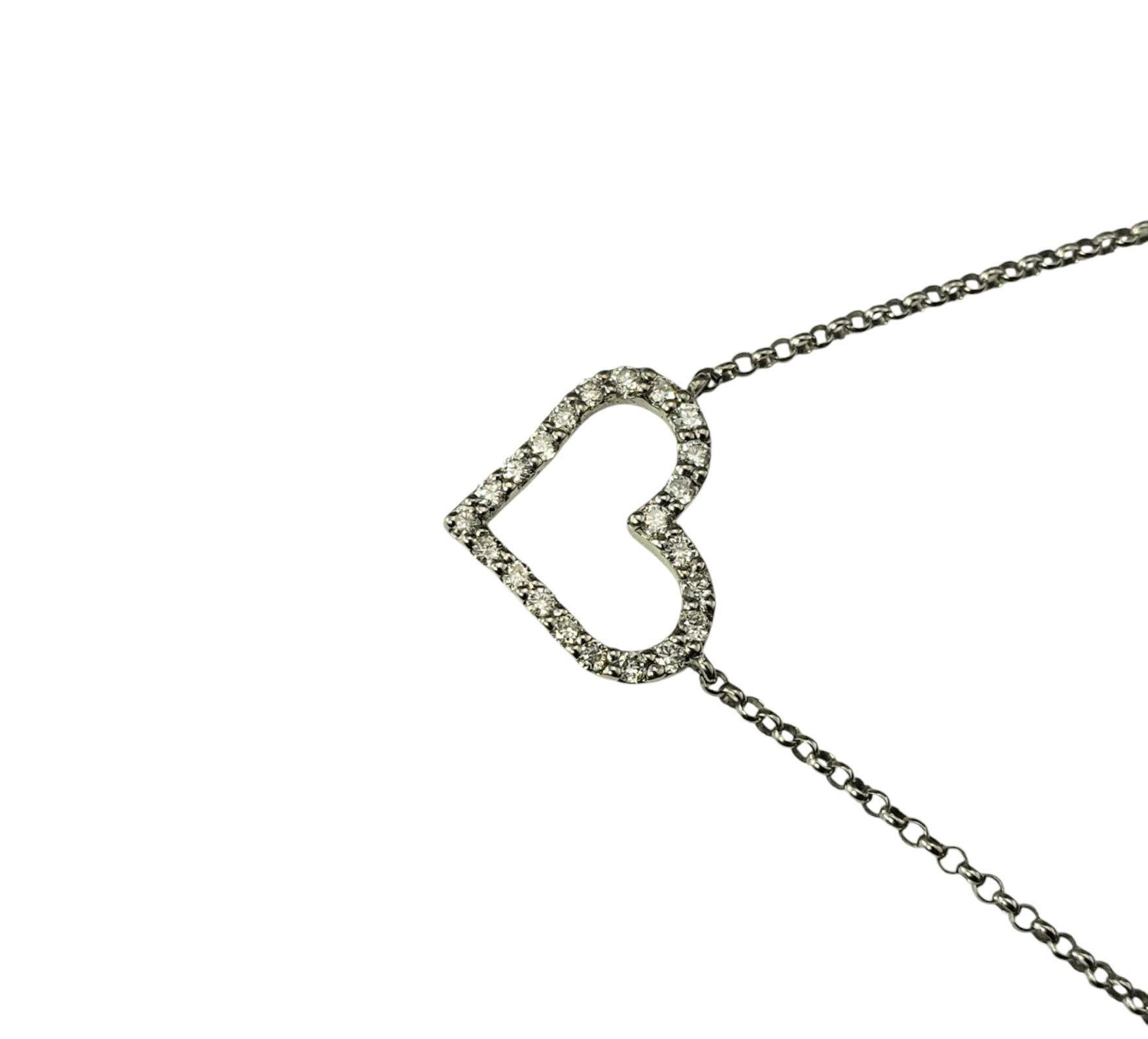 Brilliant Cut 14 Karat White Gold Diamond Heart Pendant Necklace #21393 For Sale