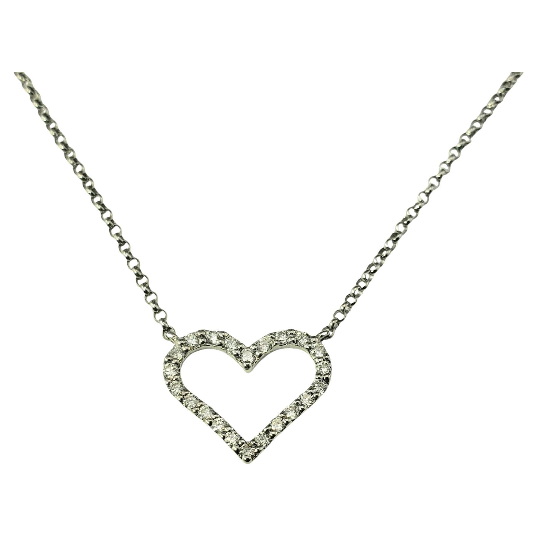 14 Karat White Gold Diamond Heart Pendant Necklace #21393