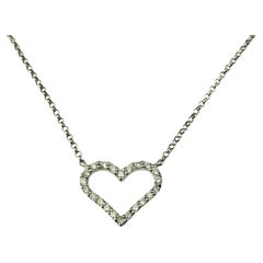 Collar Colgante Corazón Diamante Oro Blanco 14 Kilates #21393