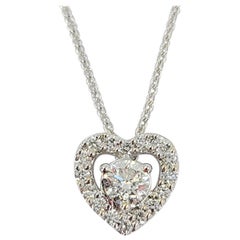 14 Karat White Gold Diamond Heart Pendant Necklace 14 Karat White Gold Diamond Heart Pendant Necklace