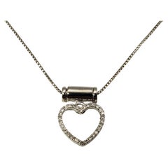 Vintage 14 Karat White Gold Diamond Heart Pendant Necklace