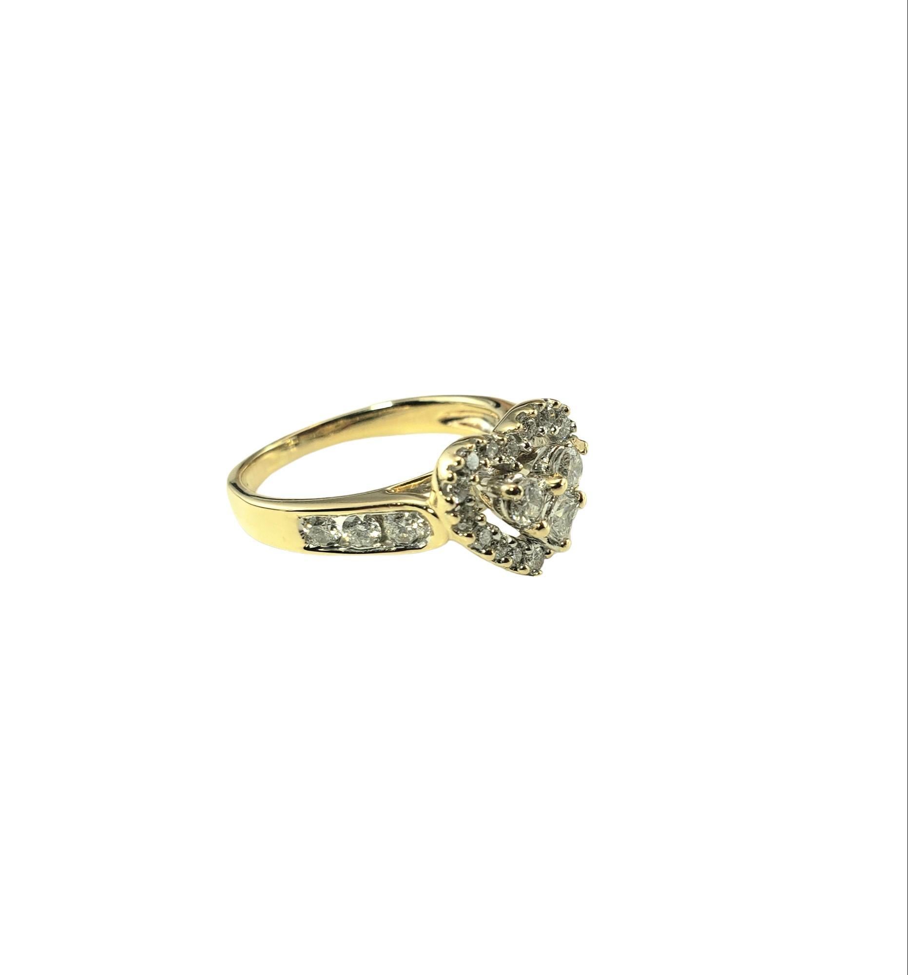 Princess Cut 14 Karat YellowGold Diamond Heart Ring Size 6.25 #15699 For Sale