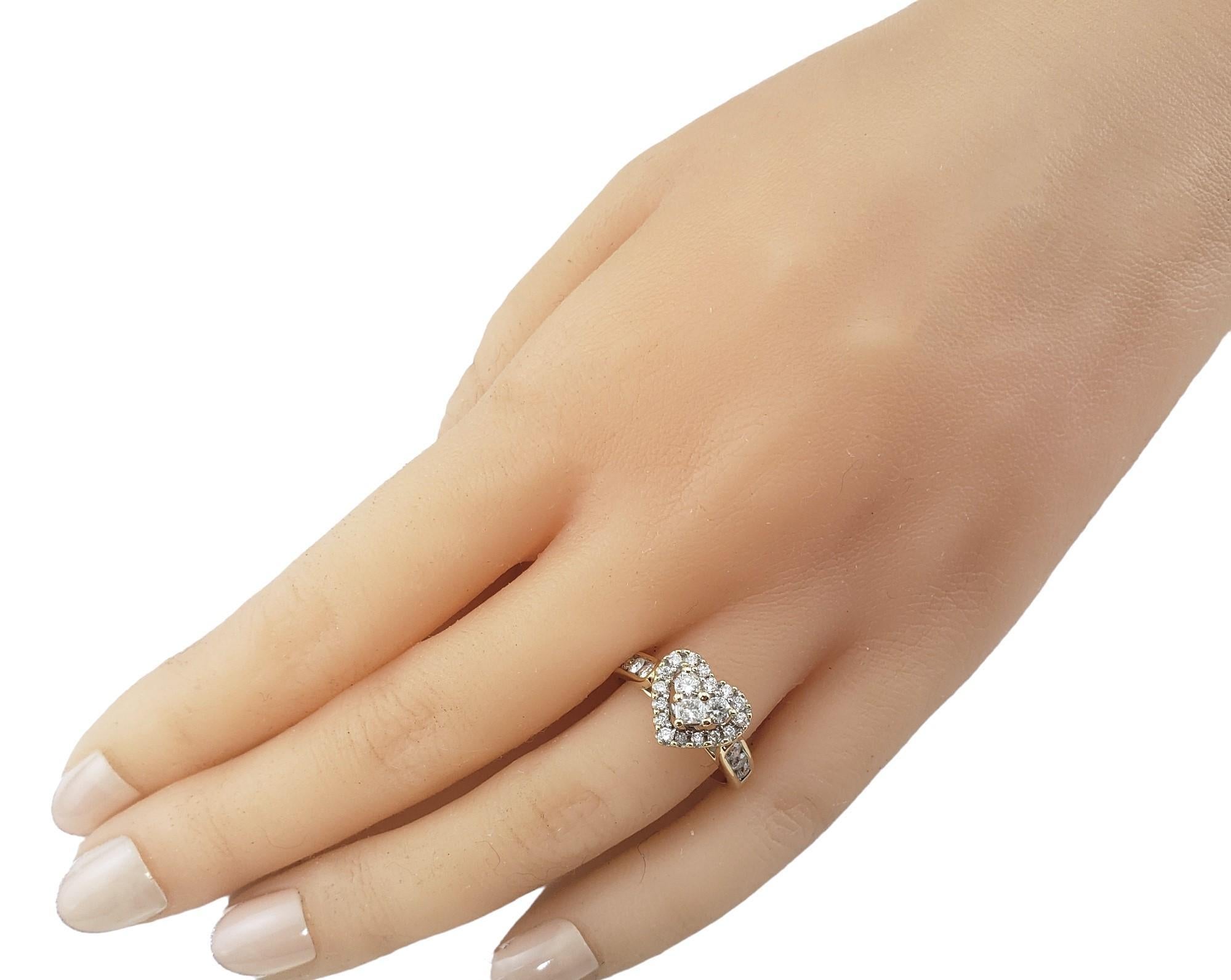 14 Karat YellowGold Diamond Heart Ring Size 6.25 #15699 For Sale 1