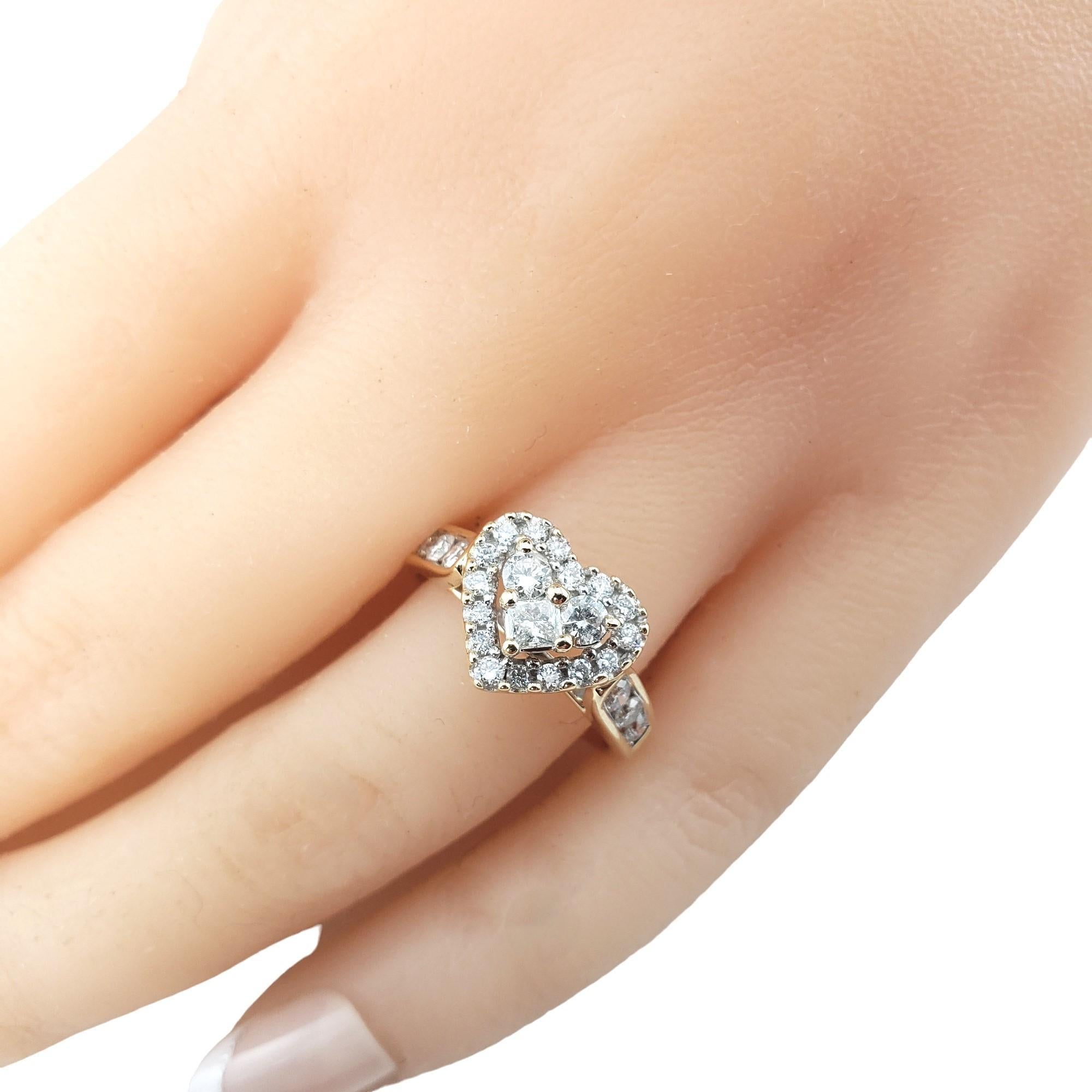 14 Karat YellowGold Diamond Heart Ring Size 6.25 #15699 For Sale 2