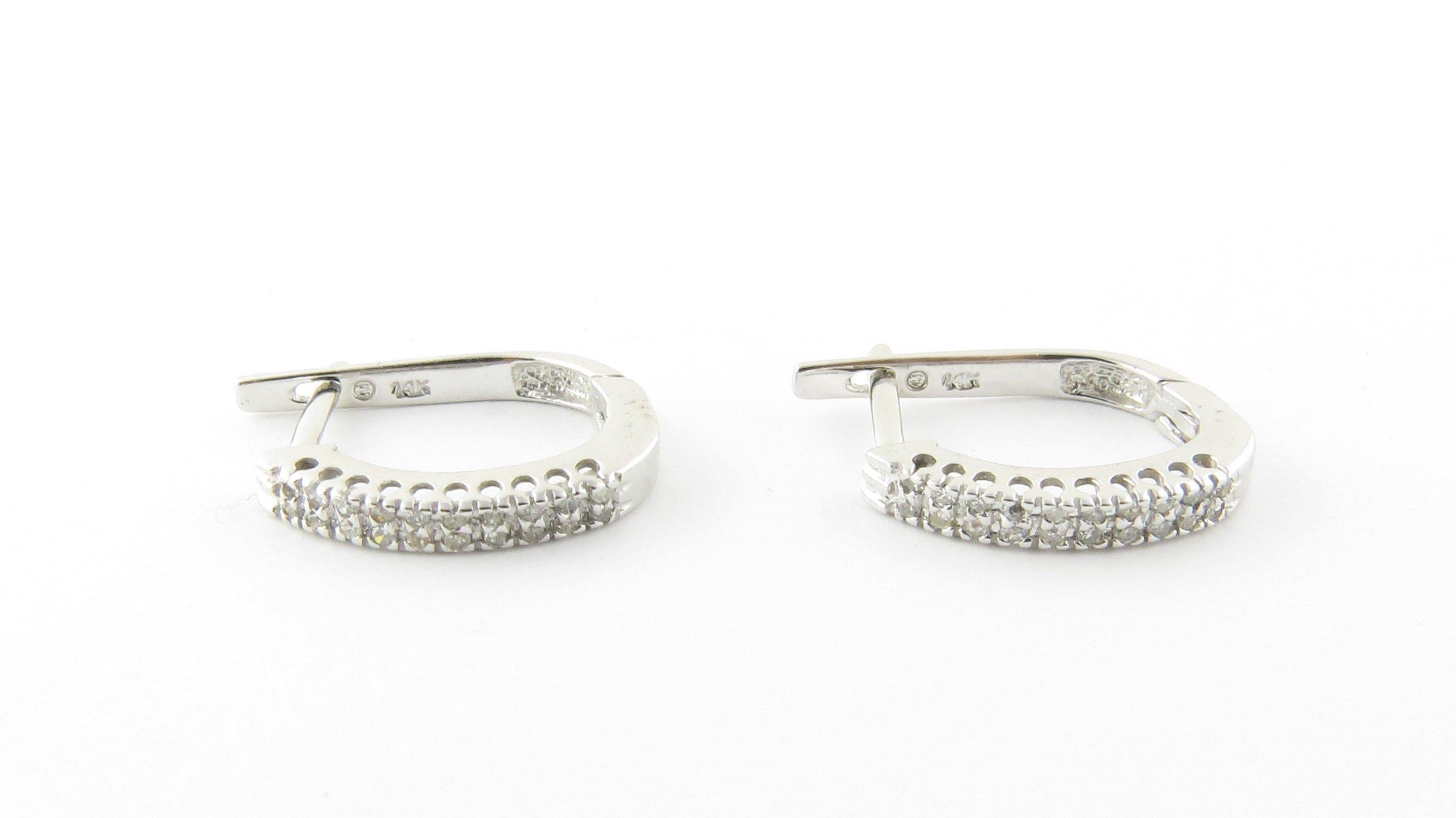 14 Karat White Gold Diamond Hinged Hoop Earrings For Sale 3