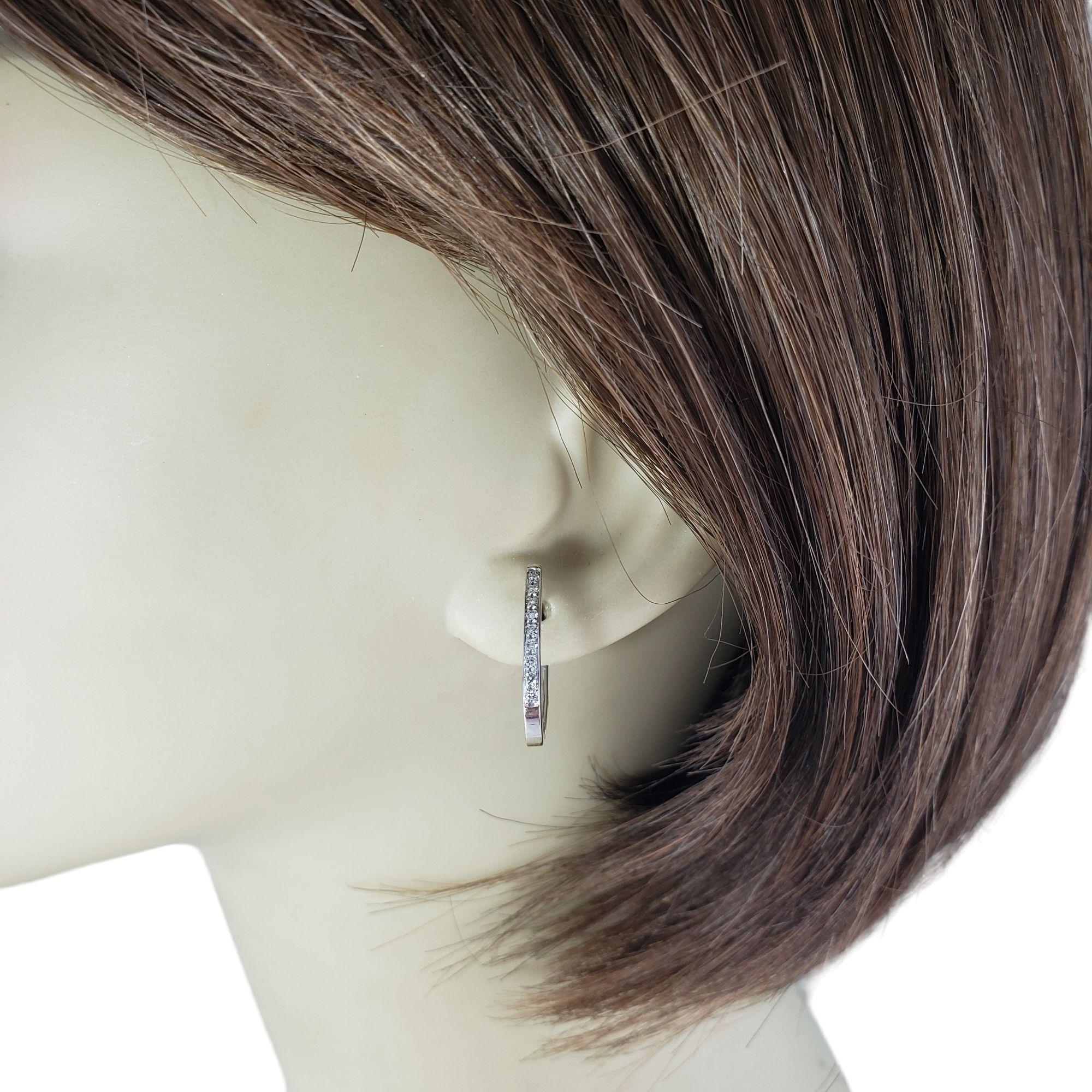 14 Karat White Gold Diamond Hoop Earrings #14928 For Sale 4