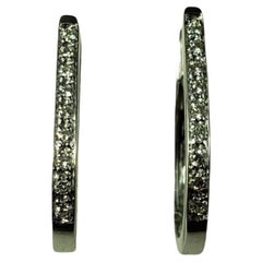 14 Karat White Gold Diamond Hoop Earrings #14928