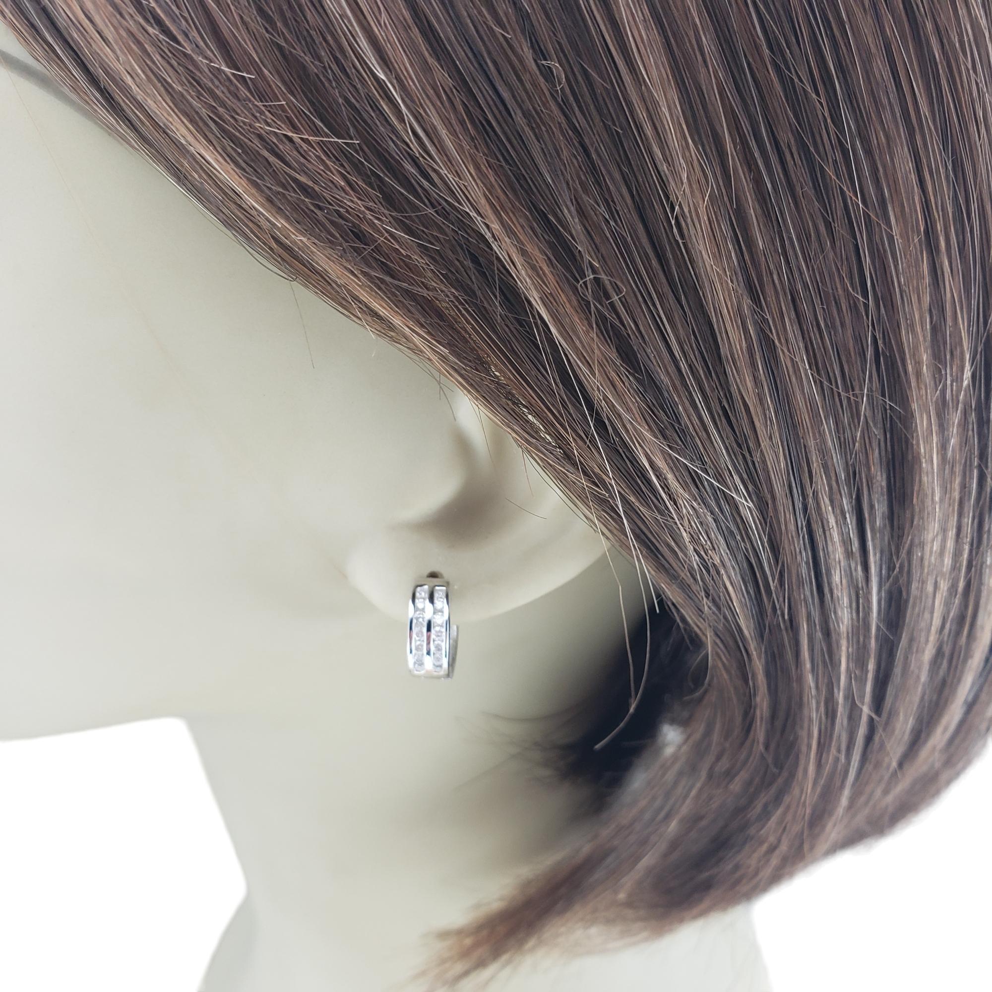 14 Karat White Gold Diamond Hoop Earrings #15718 For Sale 3