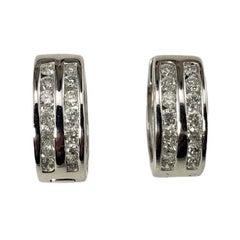 14 Karat White Gold Diamond Hoop Earrings #15718