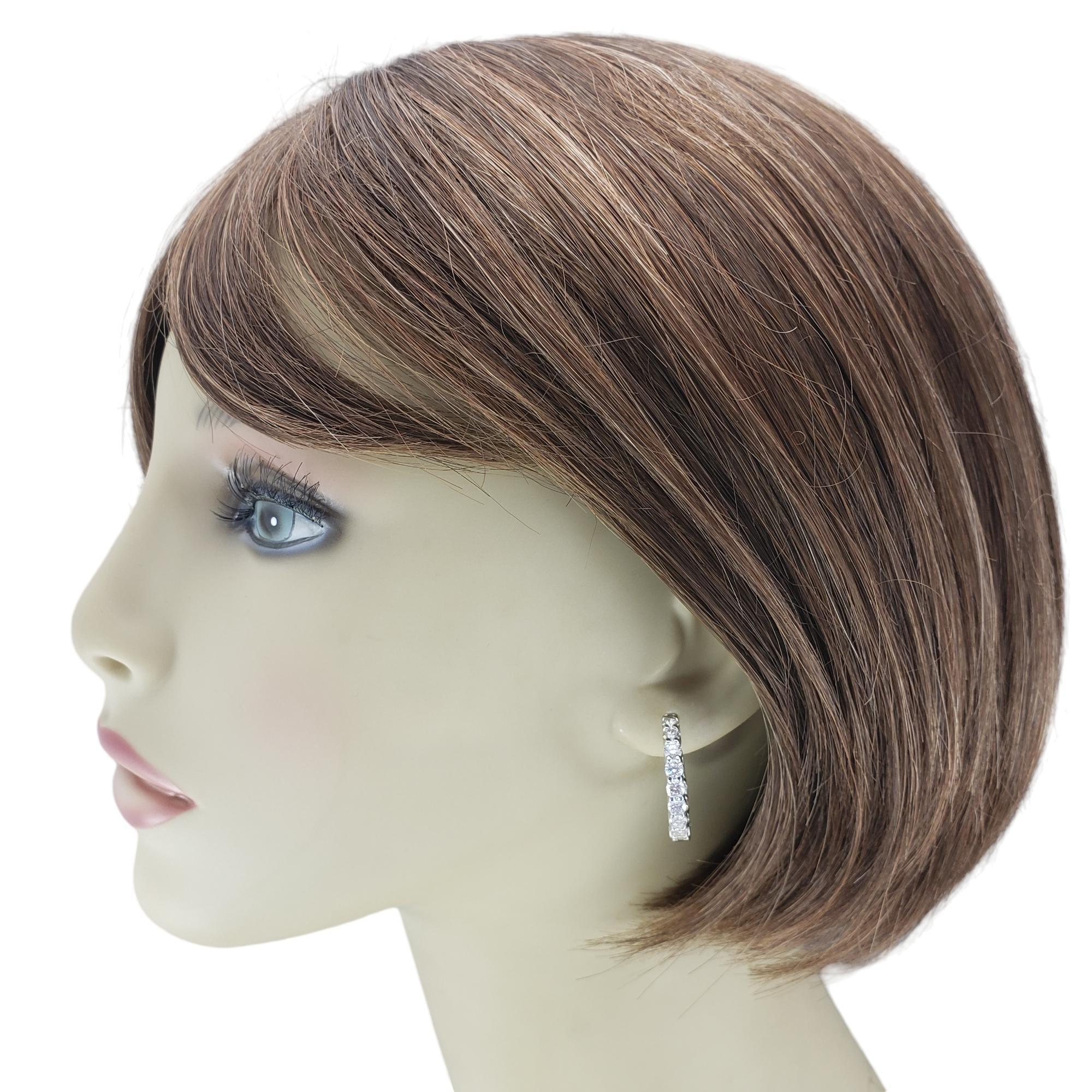 Donna Orecchini a cerchio con diamanti in oro bianco 14 carati #19519 in vendita