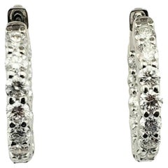 14 Karat White Gold Diamond Hoop Earrings #19519