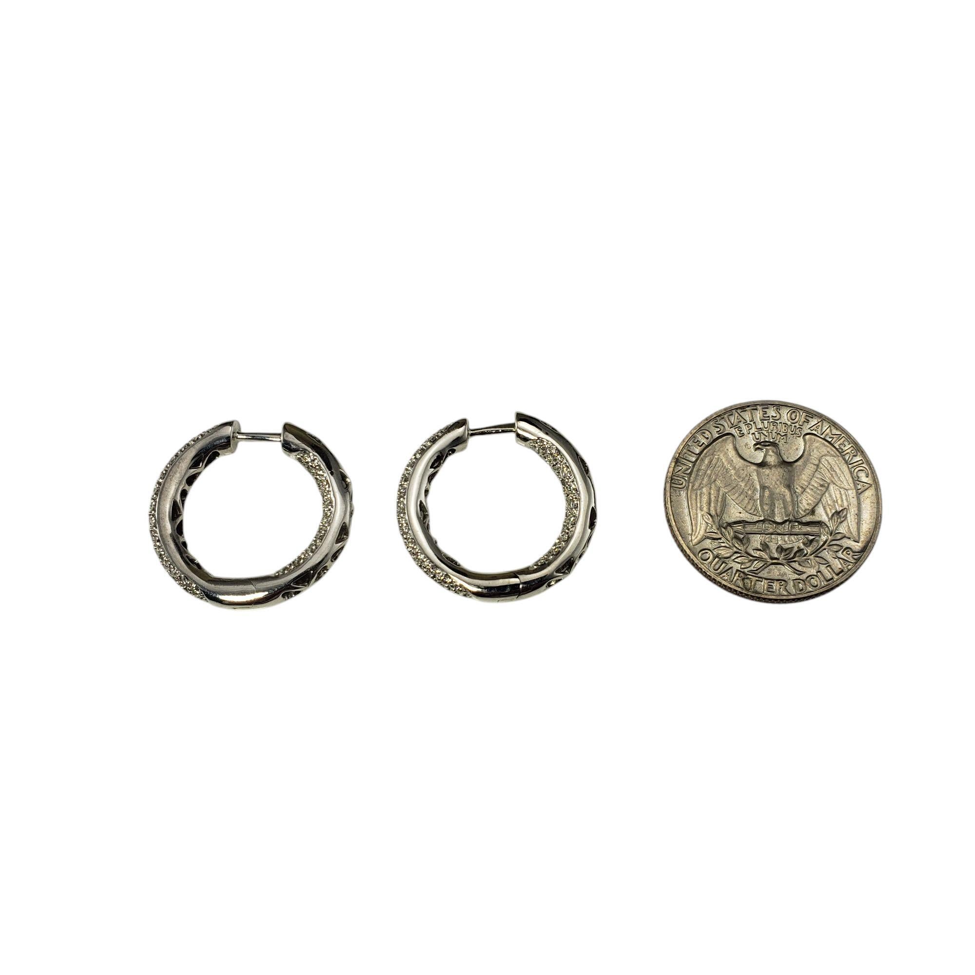 Donna Orecchini a cerchio con diamanti in oro bianco 14 carati #21231 in vendita