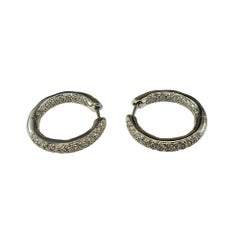 14 Karat White Gold Diamond Hoop Earrings #21231