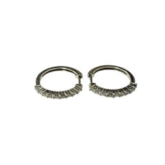 14 Karat Weißgold Diamant-Creolen-Ohrringe #21375
