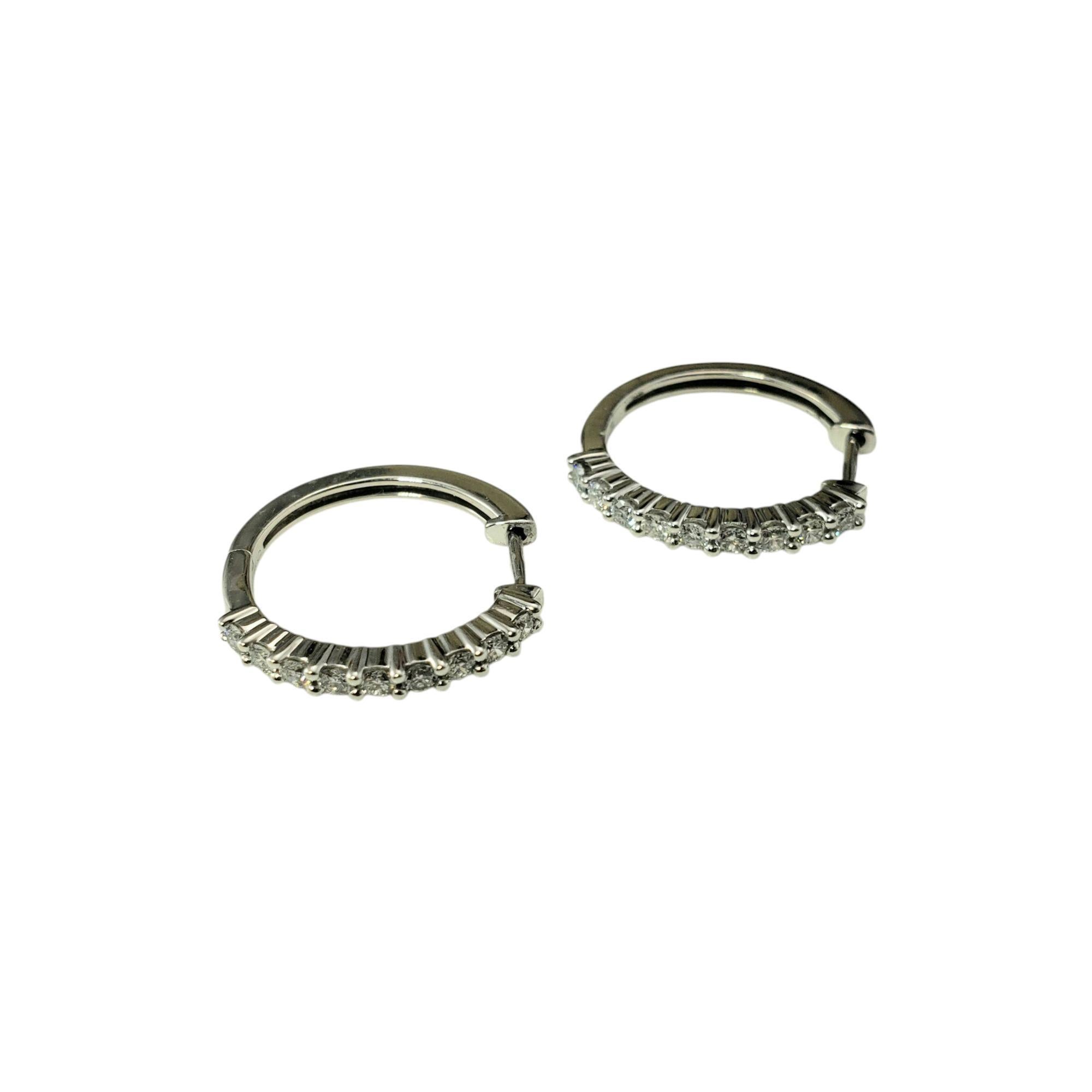Brilliant Cut 14 Karat White Gold Diamond Hoop Earrings #21375 For Sale