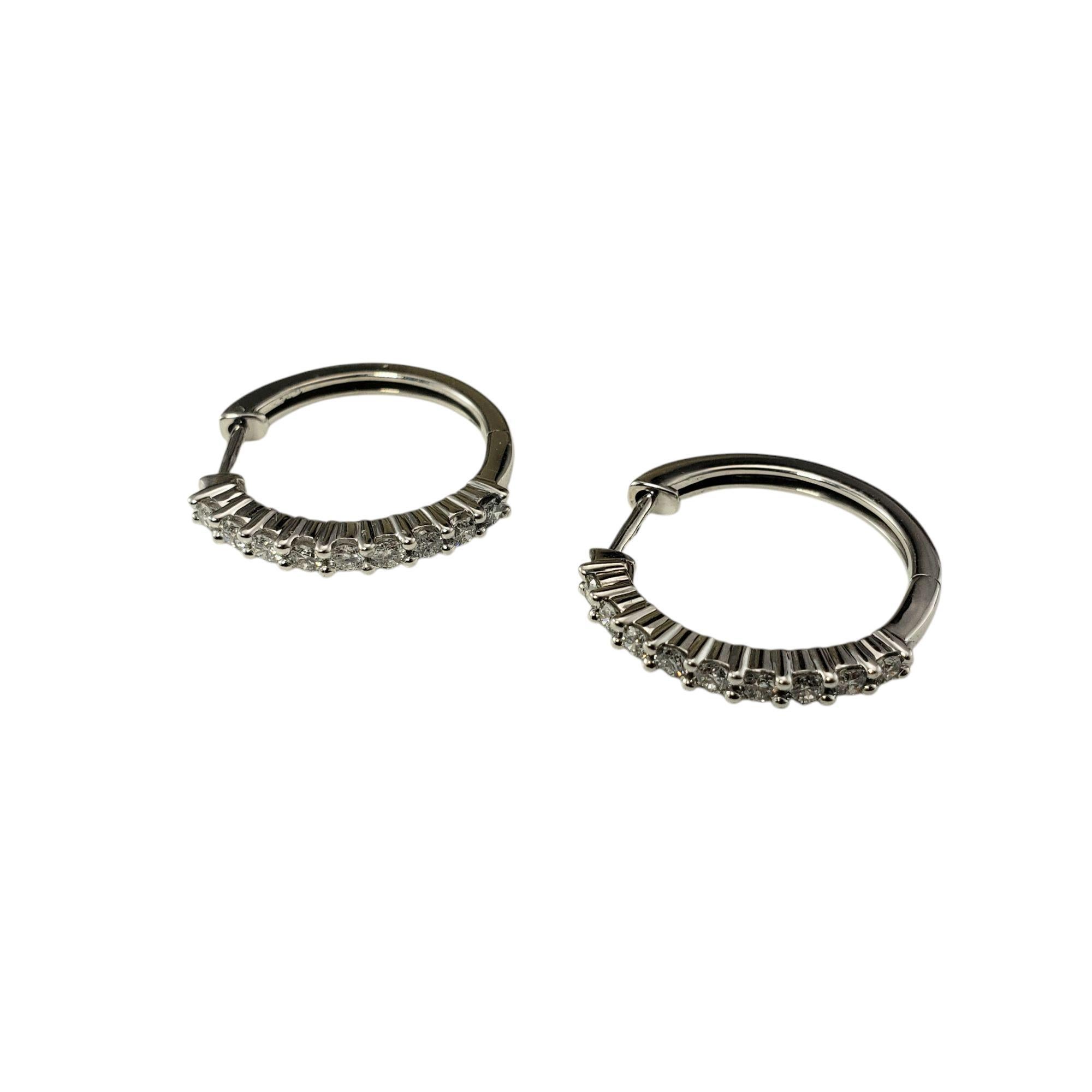 14 Karat White Gold Diamond Hoop Earrings #21375 In Good Condition For Sale In Washington Depot, CT