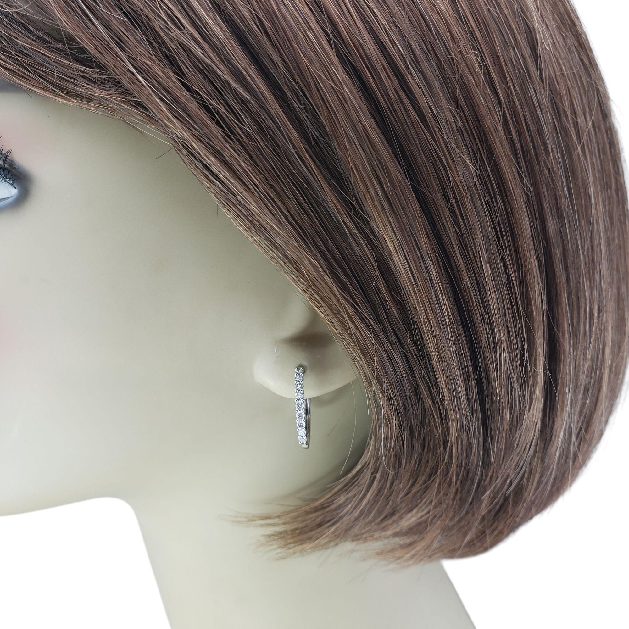 14 Karat White Gold Diamond Hoop Earrings #21375 For Sale 2