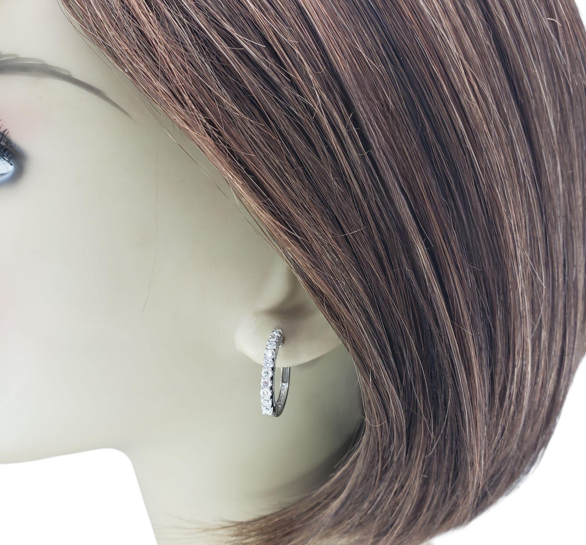 14 Karat White Gold Diamond Hoop Earrings #21944 For Sale 3