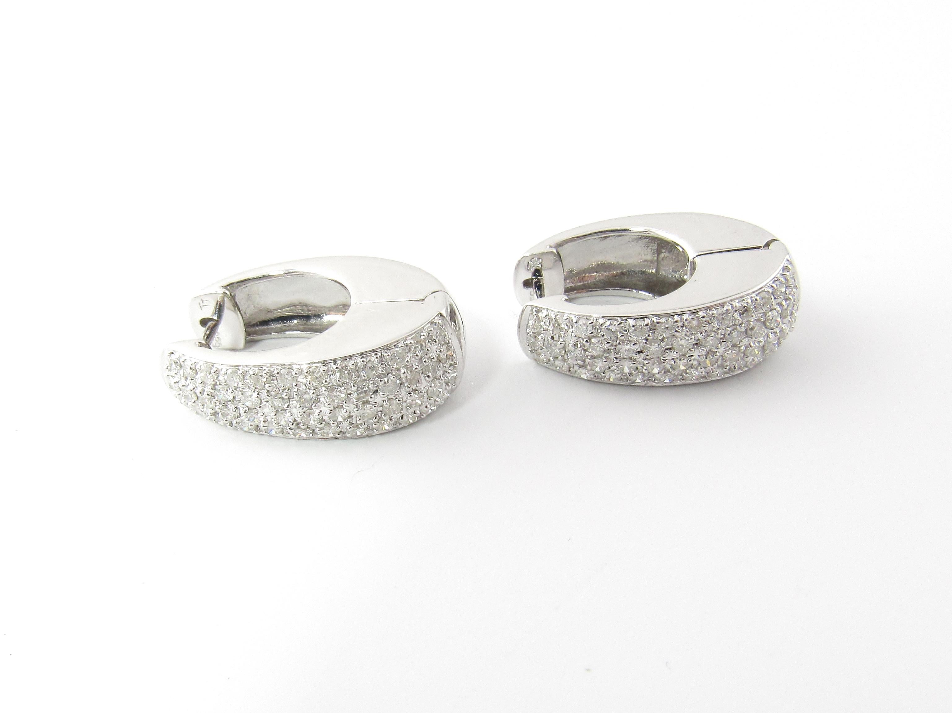 Brilliant Cut 14 Karat White Gold Diamond Hoop Earrings For Sale