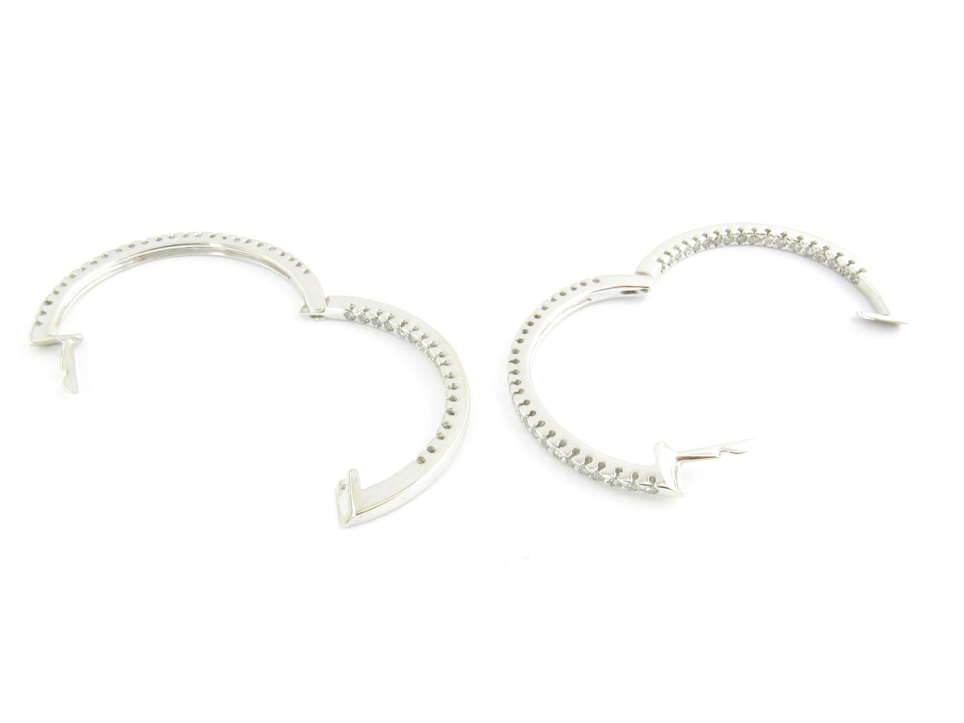 Women's 14 Karat White Gold Diamond Hoop Earrings
