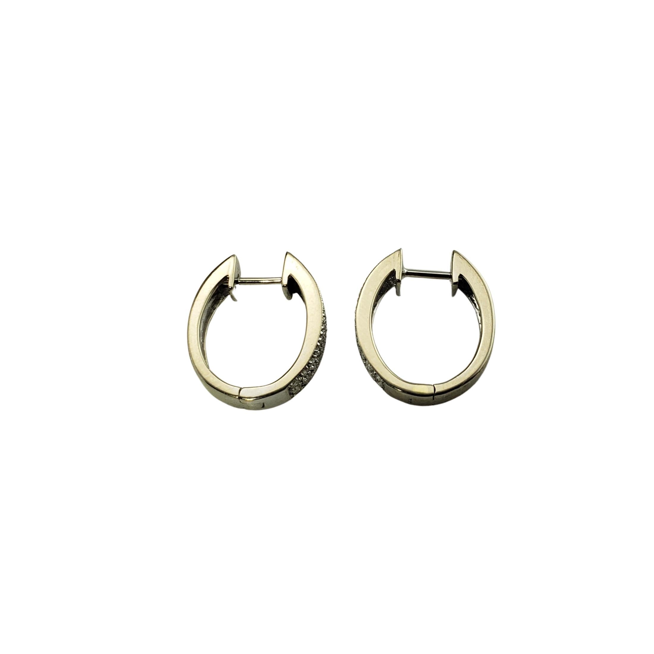 14 Karat White Gold Diamond Hoop Earrings For Sale 2