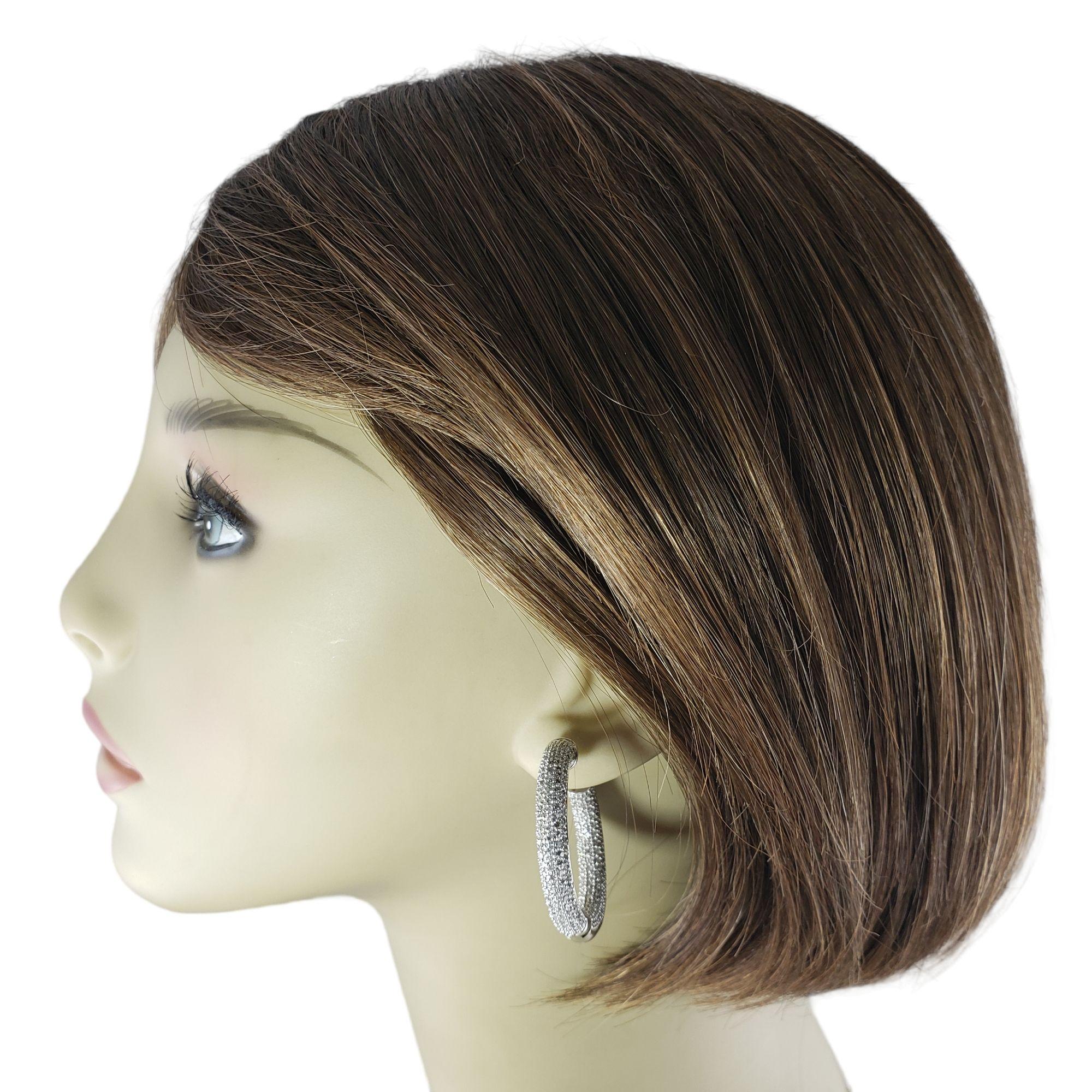 14 Karat White Gold Diamond Hoop Earrings 3