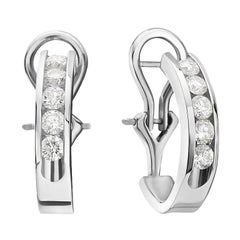 14 Karat White Gold Diamond Hoop Earrings