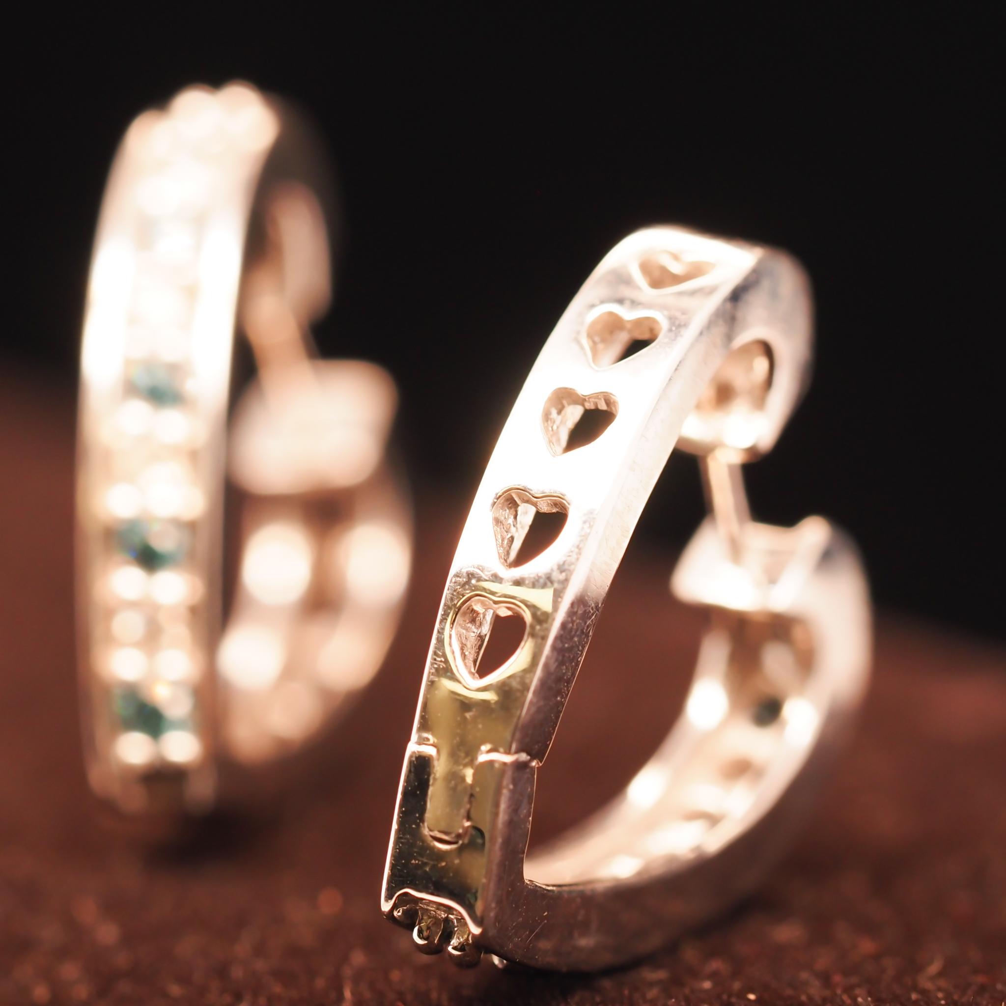 14 Karat White Gold Diamond Hoop Style  Earrings For Sale 2