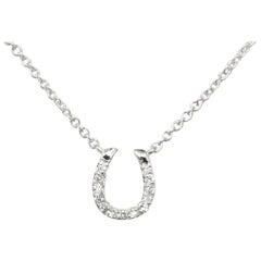 14 Karat White Gold Diamond Horse Shoe Necklace
