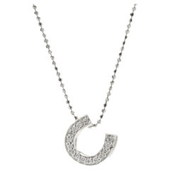 Collier de chaussures de cheval en or blanc 14 carats avec diamants