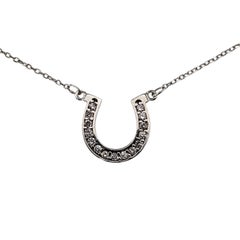 14 Karat White Gold Diamond Horseshoe Necklace #22781