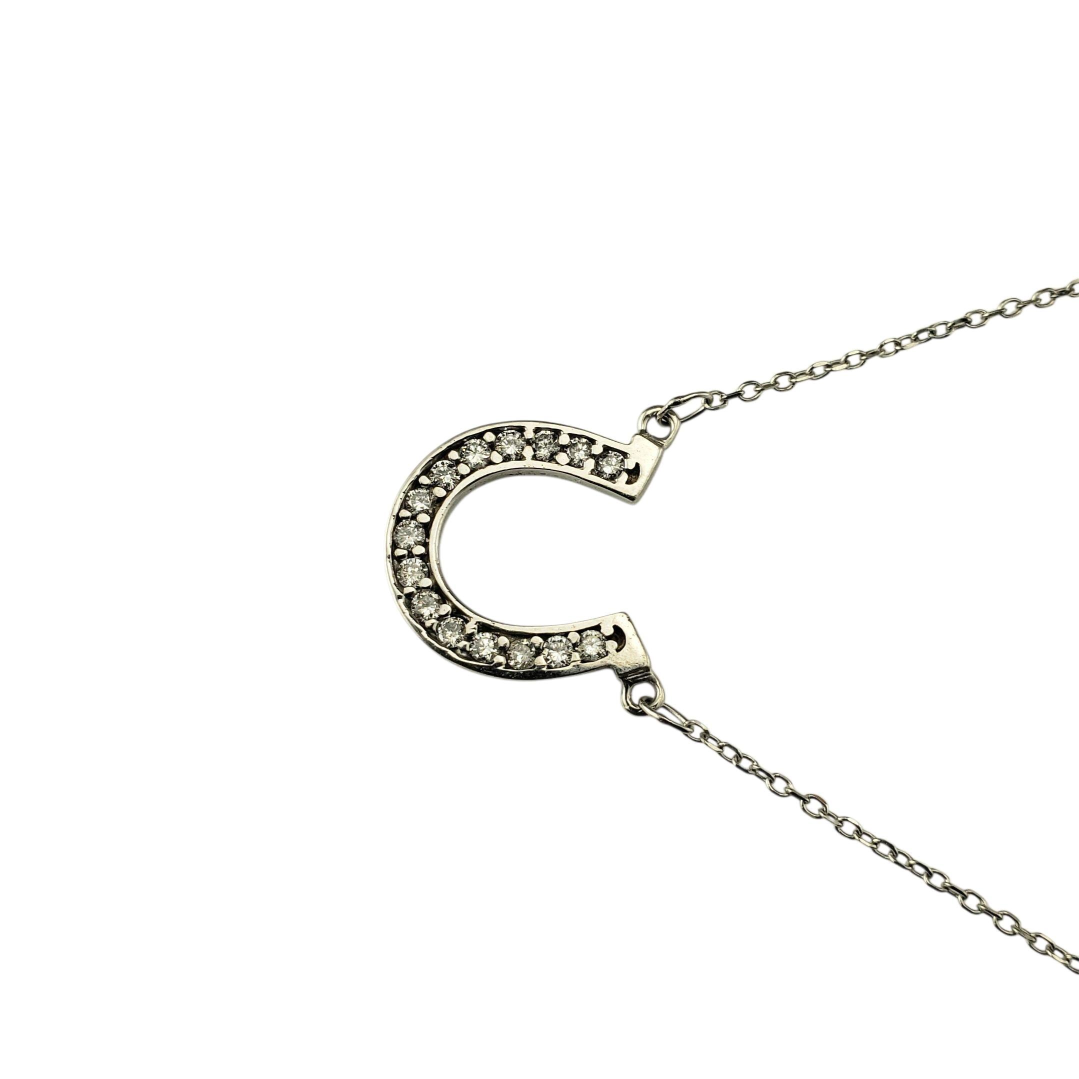 Collar de herradura de diamantes de oro blanco de 14 quilates #22781 en venta 1