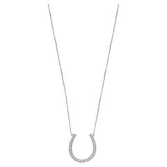 14 Karat White Gold Diamond Horseshoe Necklace