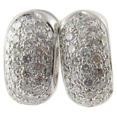 14 Karat White Gold Diamond Huggie Earrings