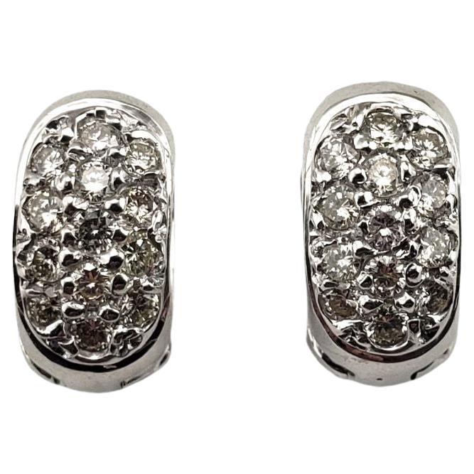 14 Karat White Gold Diamond Huggie Earrings For Sale