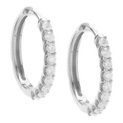 14 Karat Weißgold Diamant-Ohrringe Huggie Hoop