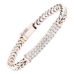 14 Karat White Gold Diamond ID Bracelet