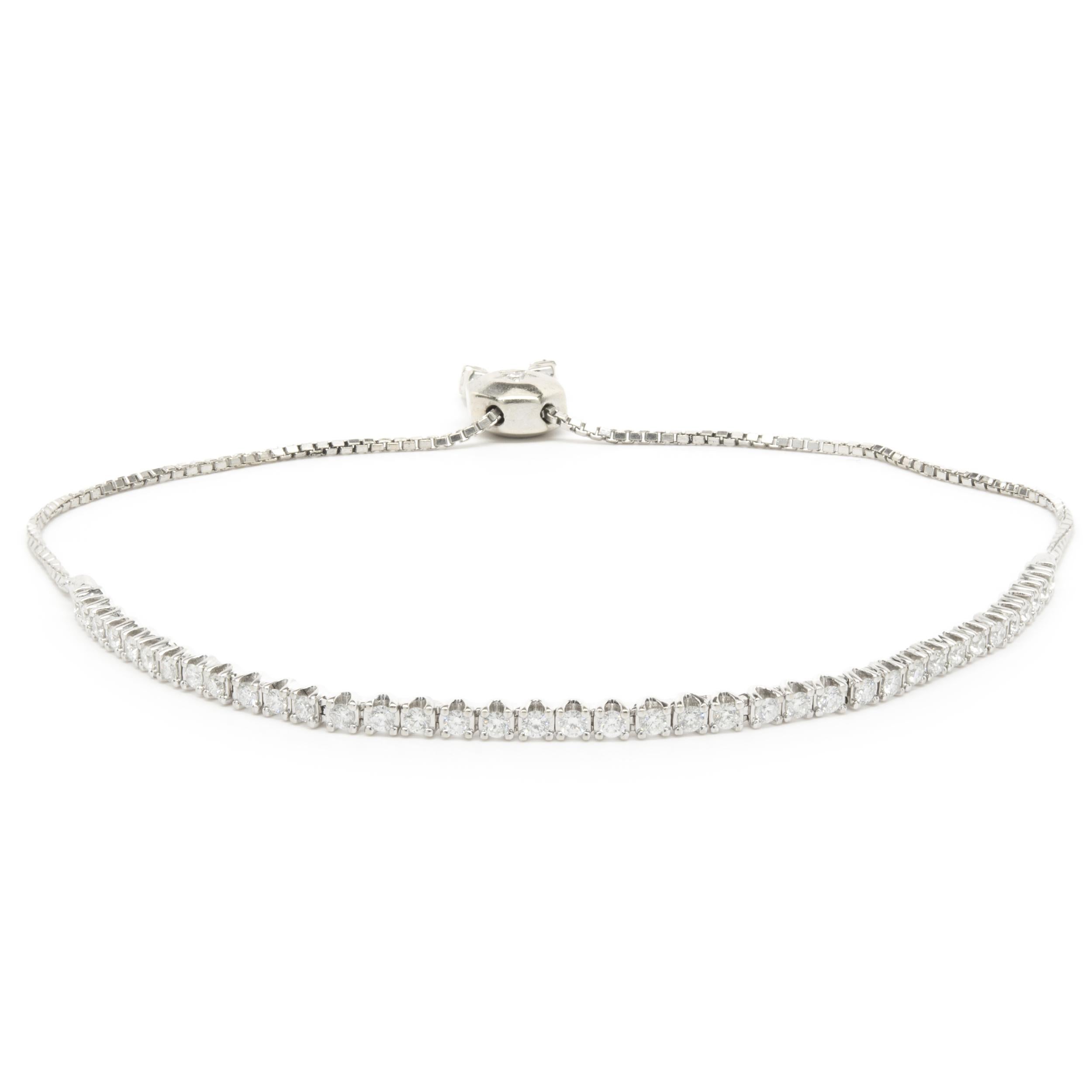 14 Karat White Gold Bolo Diamond Bracelet '1 Carat' For Sale at 1stDibs