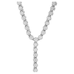 14 Karat White Gold Diamond Inline Lariat Necklace