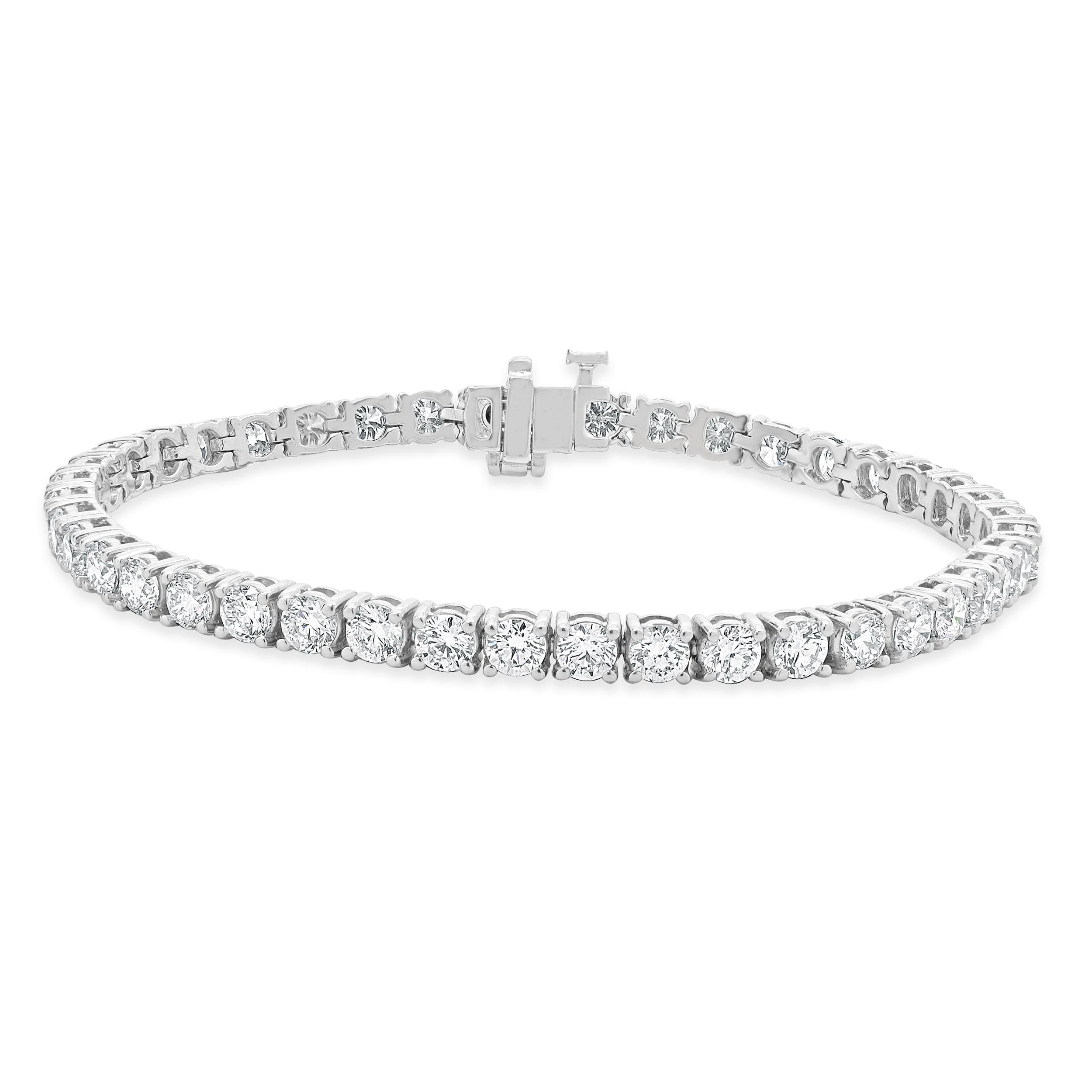 14 Karat White Gold Diamond Inline Tennis Bracelet