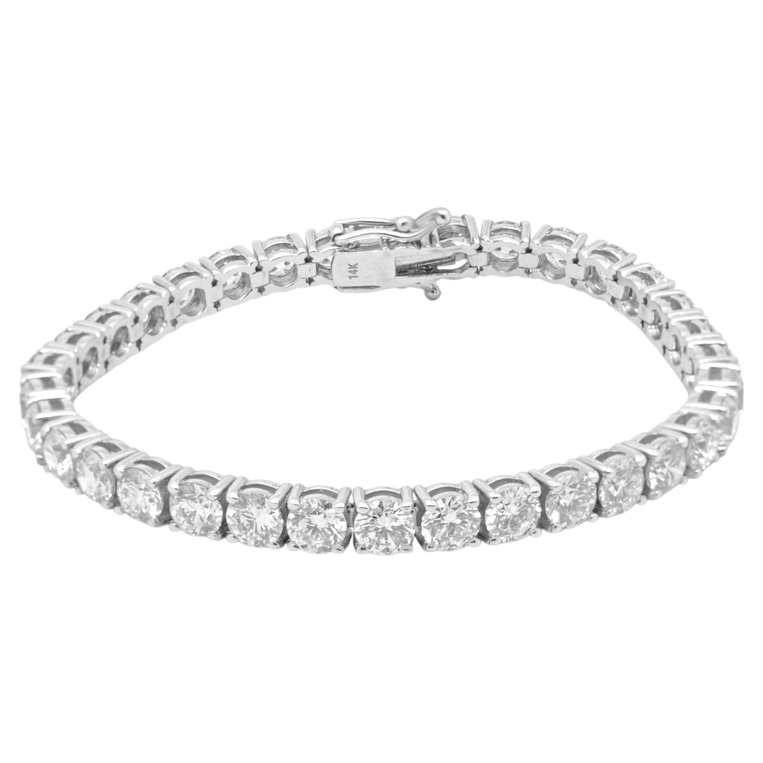 14 Karat White Gold Diamond Inline Tennis Bracelet
