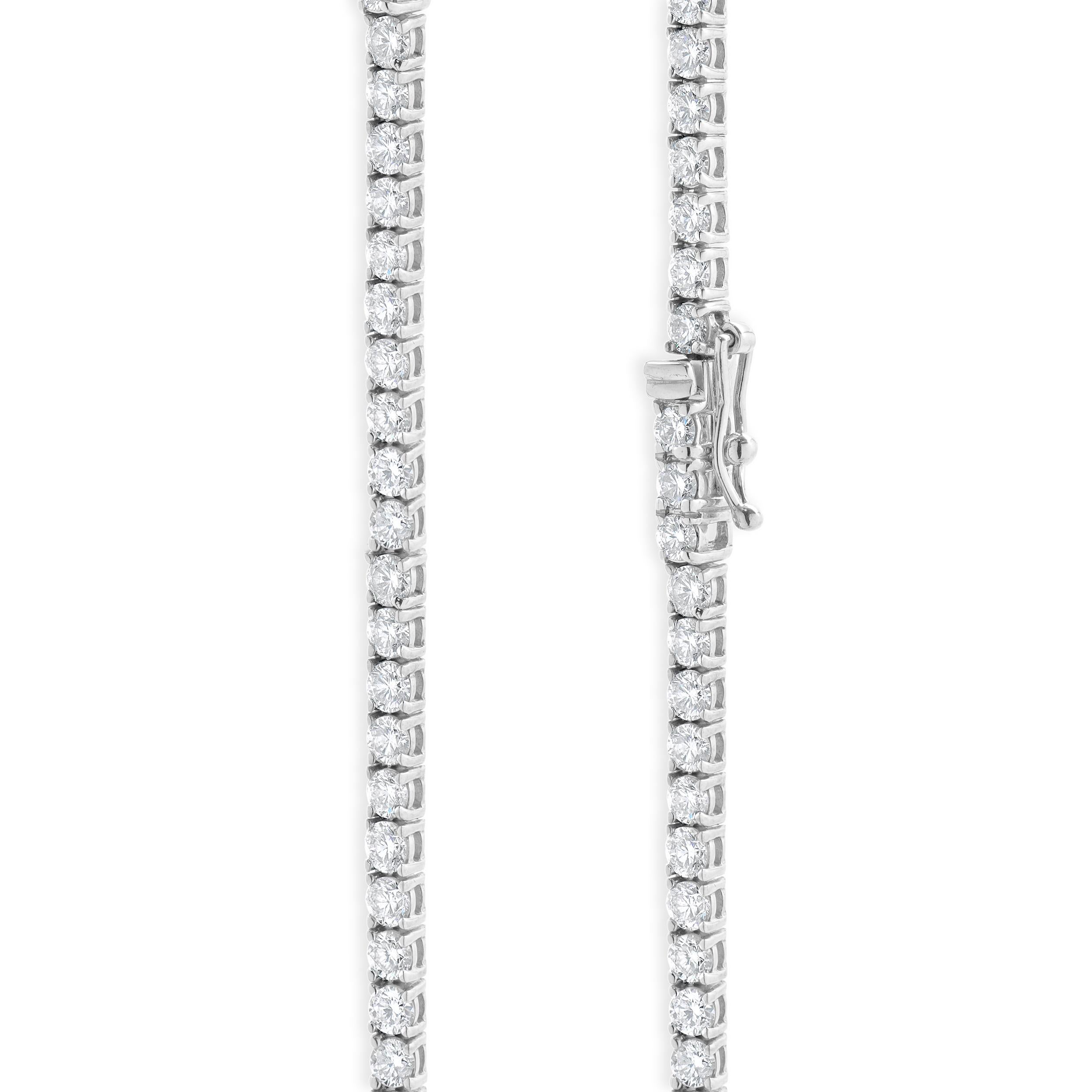 Taille brillant Collier de tennis en or blanc 14 carats avec diamants en ligne en vente