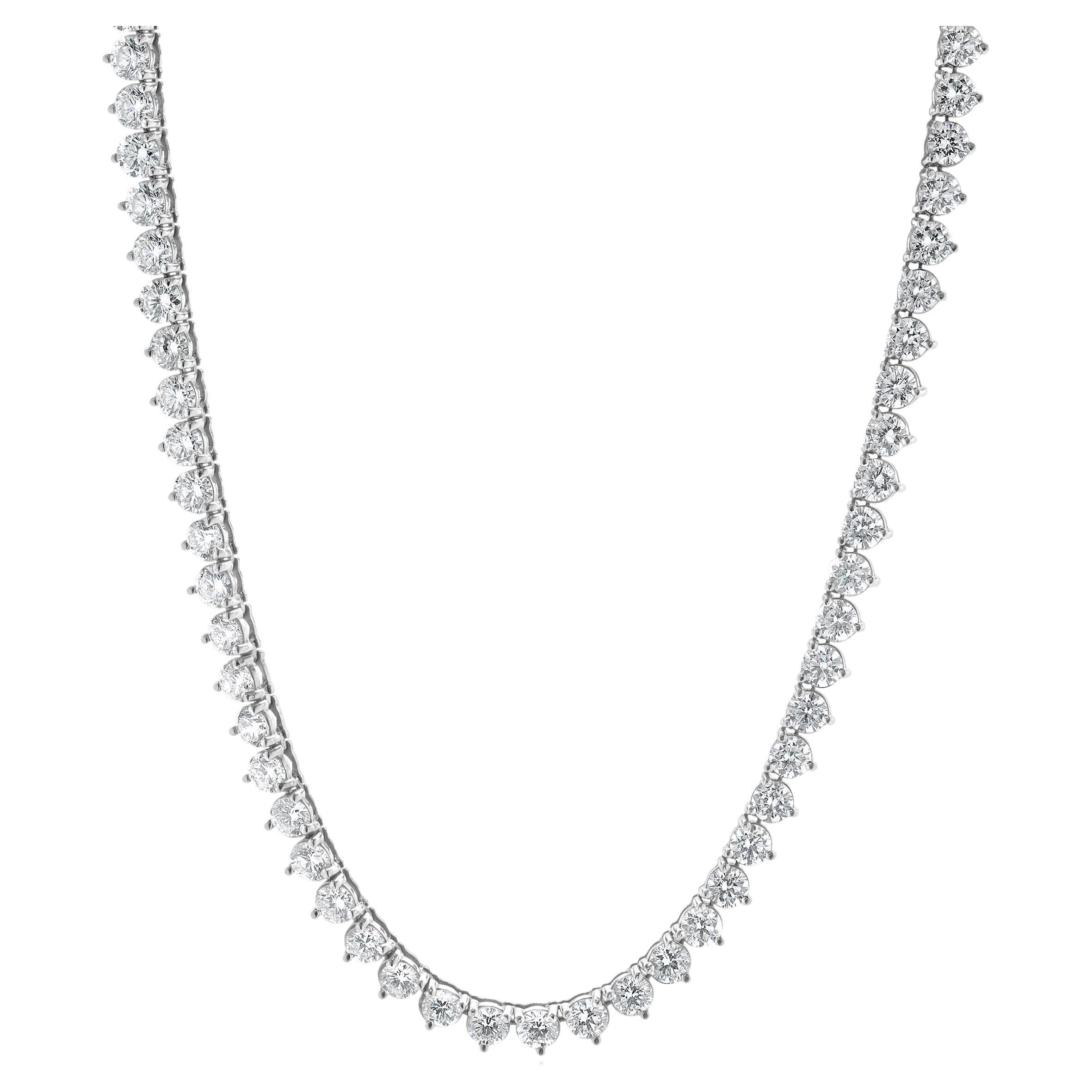 14 Karat White Gold Diamond Inline Tennis Necklace