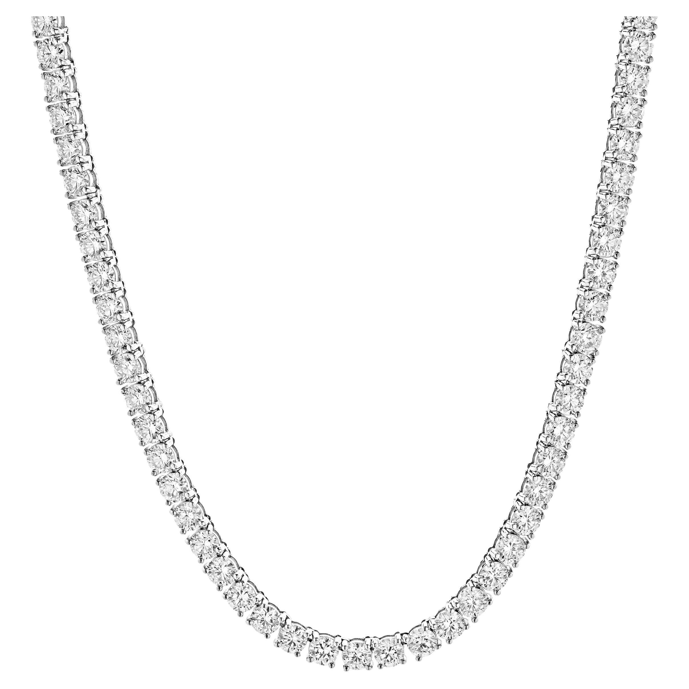 14 Karat White Gold Diamond Inline Tennis Necklace