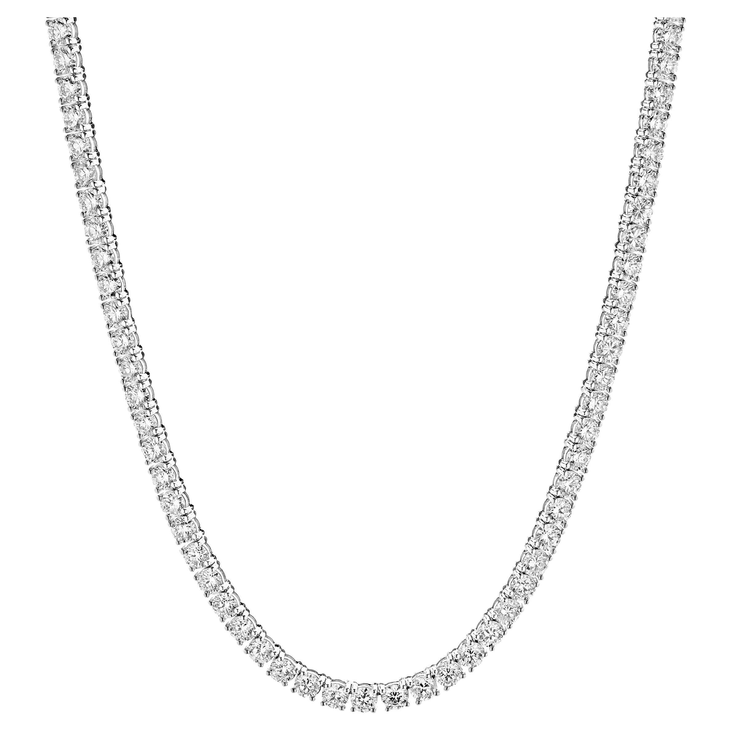 14 Karat White Gold Diamond Inline Tennis Necklace