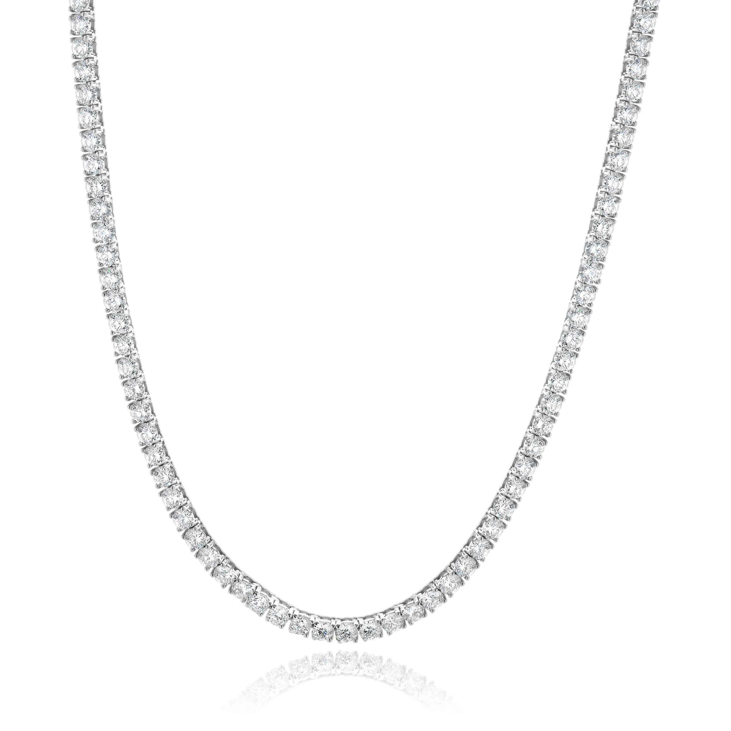 Collier de tennis en or blanc 14 carats avec diamants en ligne