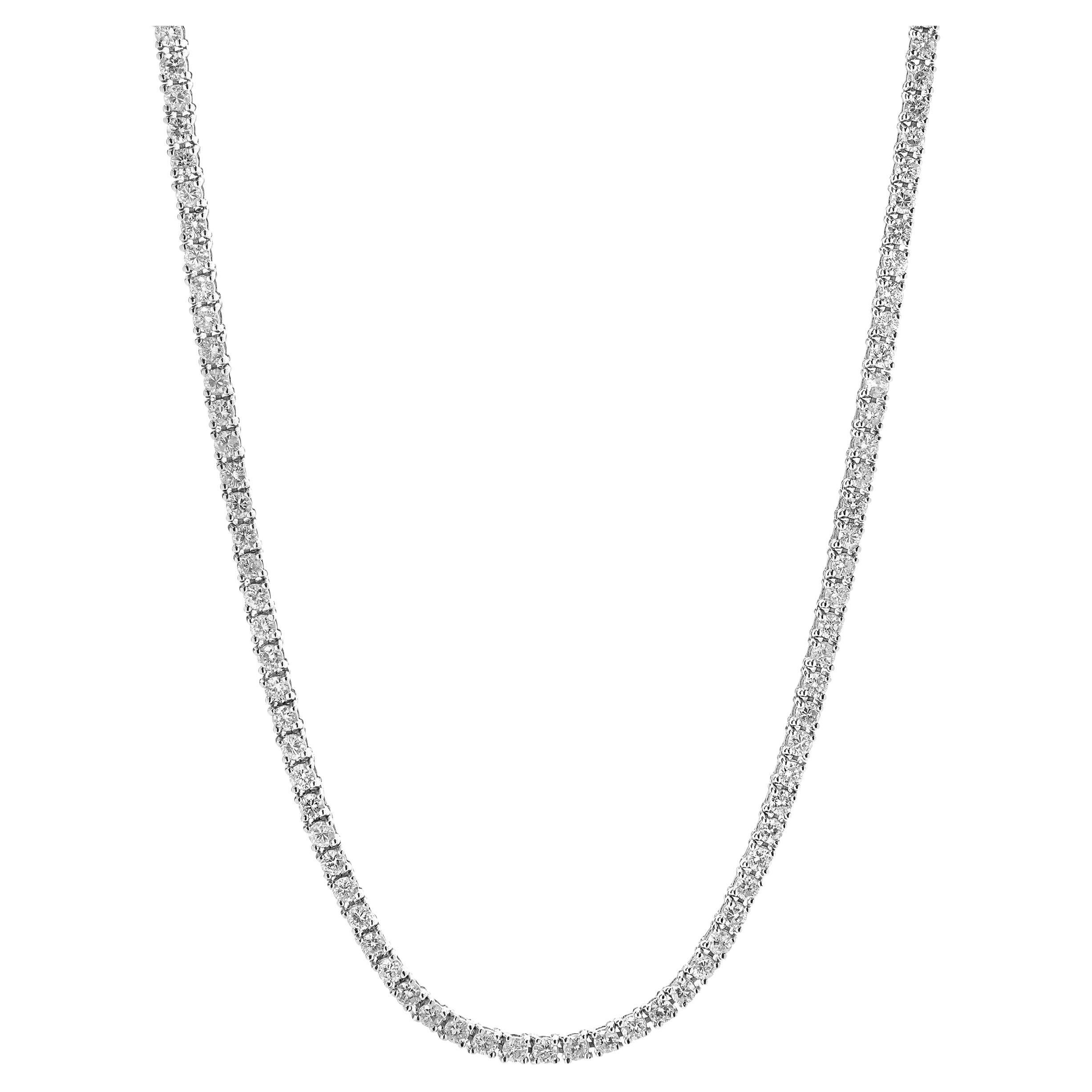 Collana Tennis in linea con diamanti in oro bianco 14 carati