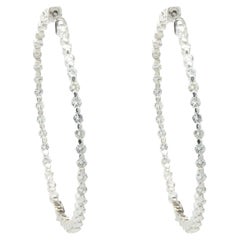 14 Karat White Gold Diamond Inside Outside Hoop Earrings