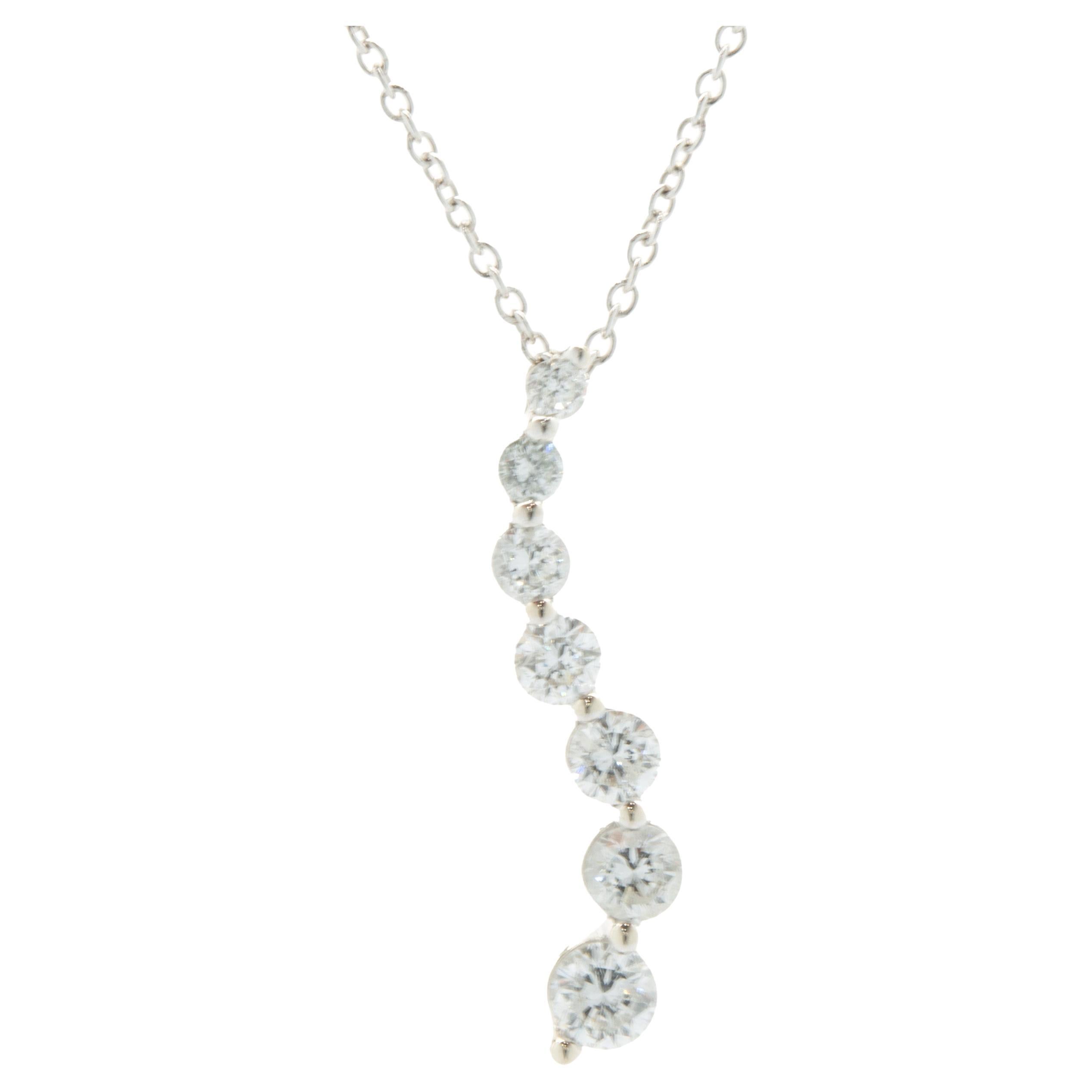 14 Karat White Gold Diamond Journey Necklace